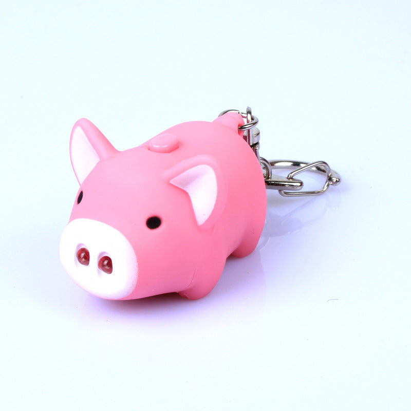 Caricatura al por mayor Cartoon Piggy LED e iluminación de llavero